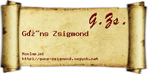 Güns Zsigmond névjegykártya